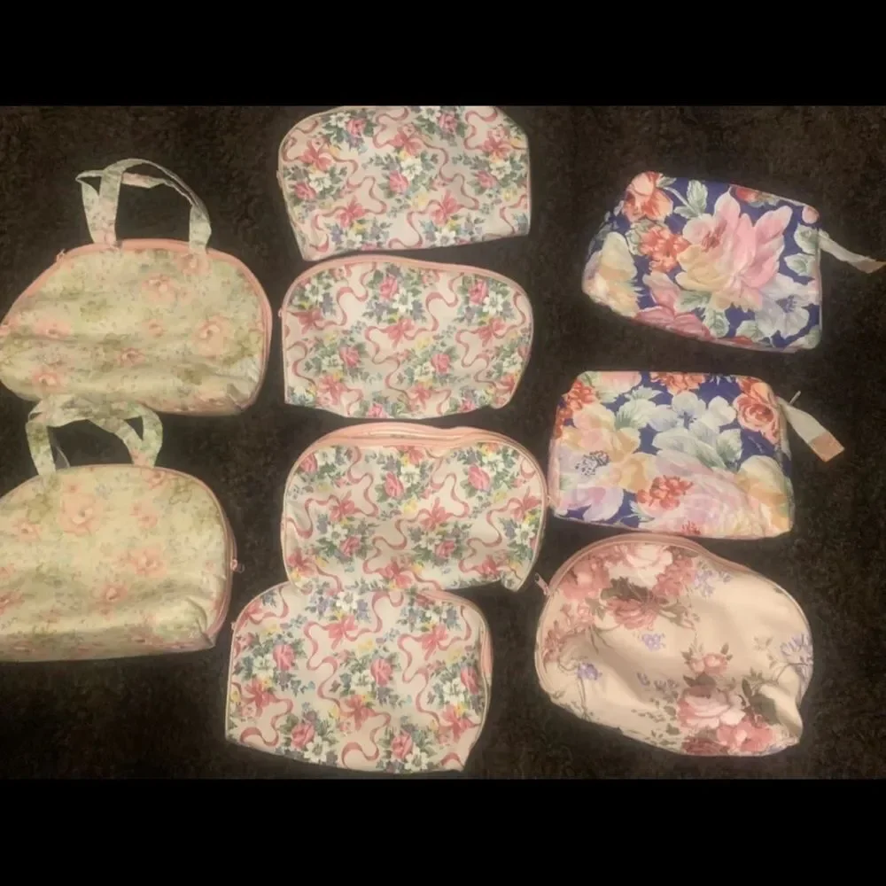 9 Vintage makeup Bags, Block Printed Large Toiletry Bag, Waterproof Bags $15each